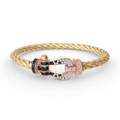 ¡®lume Jewelry¡¯FORCE LARGE HORSESHOE BLACK WHITE DIAMOND BRACELET ROSE GOLD