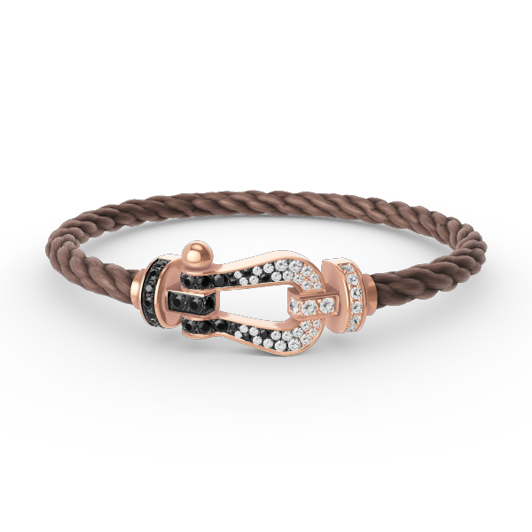 ¡®lume Jewelry¡¯FORCE LARGE HORSESHOE BLACK WHITE DIAMOND BRACELET ROSE GOLD