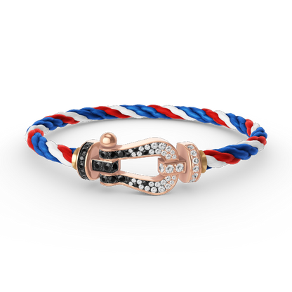 ¡®lume Jewelry¡¯FORCE LARGE HORSESHOE BLACK WHITE DIAMOND BRACELET ROSE GOLD