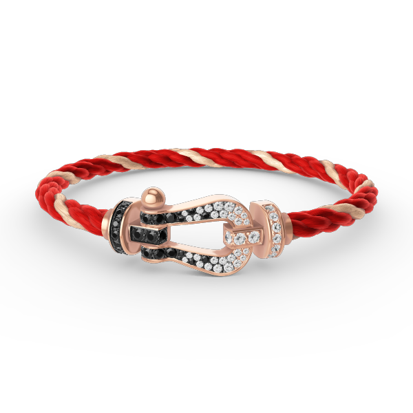 ¡®lume Jewelry¡¯FORCE LARGE HORSESHOE BLACK WHITE DIAMOND BRACELET ROSE GOLD
