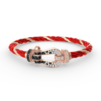 ¡®lume Jewelry¡¯FORCE LARGE HORSESHOE BLACK WHITE DIAMOND BRACELET ROSE GOLD
