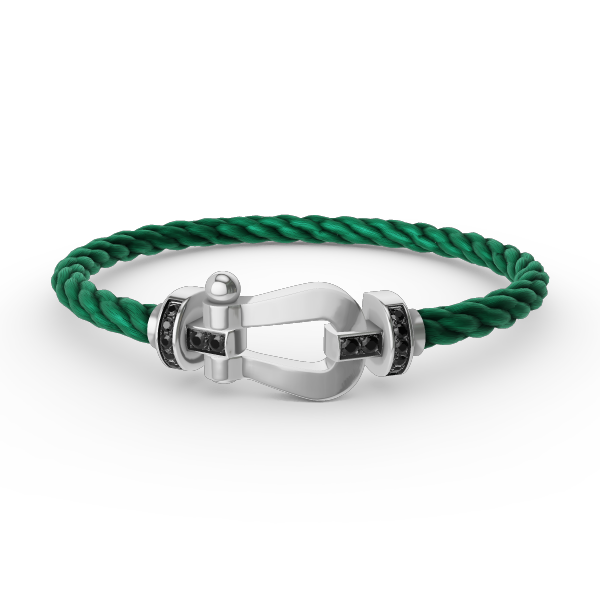 ¡®lume Jewelry¡¯FORCE LARGE HORSESHOE BLACK DIAMOND BRACELET SILVER