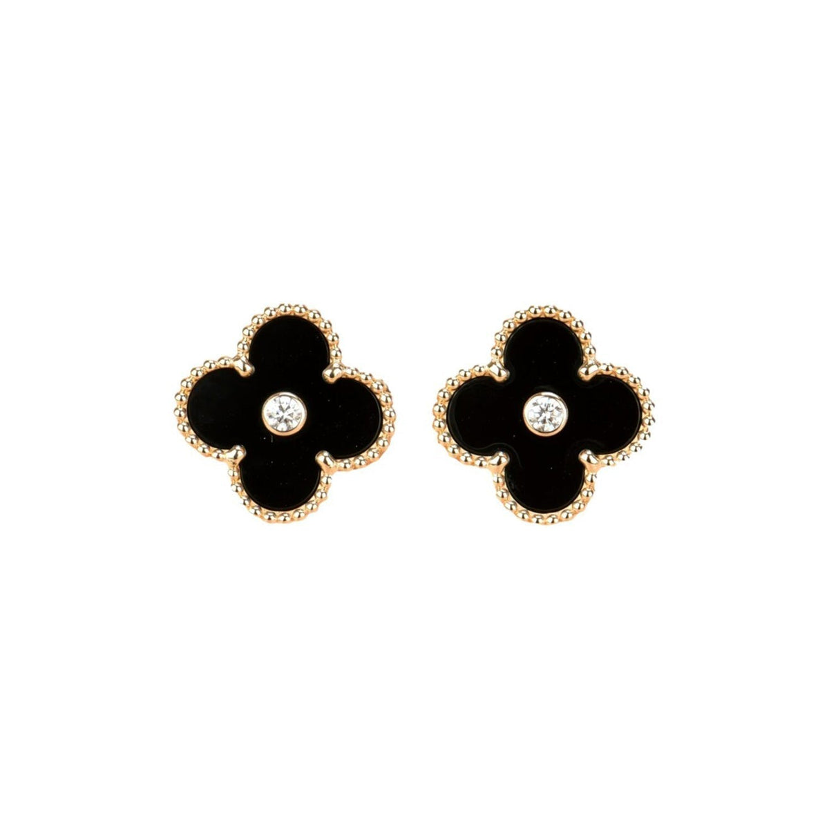 ¡®lume Jewelry¡¯CLOVER MEDIUM 1 MOTIFS ONYX DIAMOND EARRINGS