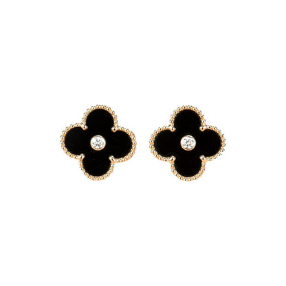 ¡®lume Jewelry¡¯CLOVER MEDIUM 1 MOTIFS ONYX DIAMOND EARRINGS