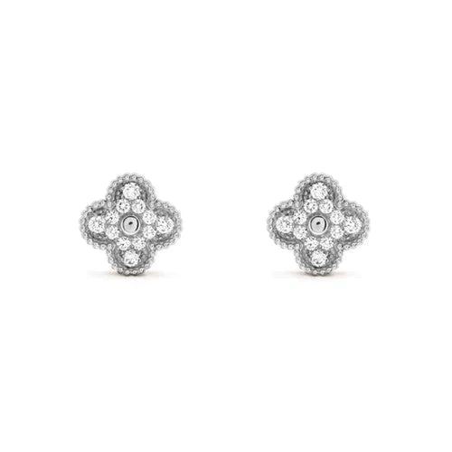 ¡®lume Jewelry¡¯CLOVER 1 MOTIFS DIAMOND STUD EARRINGS SILVER