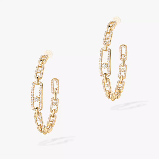 [lume Jewelry]Move Link Diamond Hoop Earrings