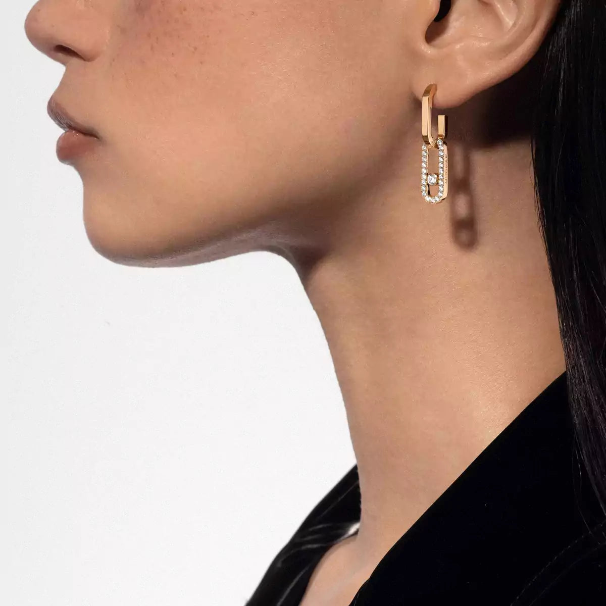 [lume Jewelry]Move Link Diamond Earrings