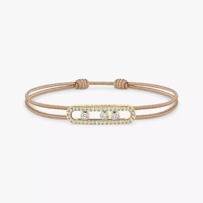 [lume Jewelry]Care(Medium-3.5mm) pink cord pavé bracelet