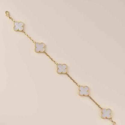 [lume Jewelry]New CLOVER WHITE PEARL MOP 5 MOTIF BRACELET COLLECTION