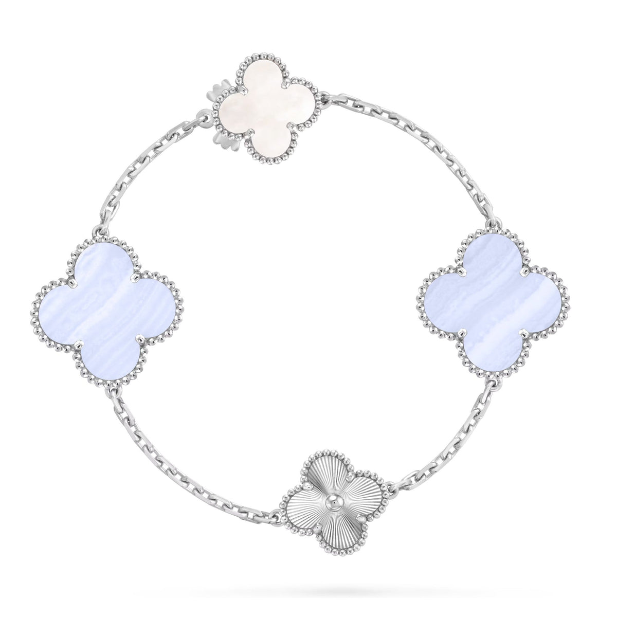 [lume Jewelry]DETACHABLE CLOVER 15(11+4) FLOWER SILVER NECKLACE SET