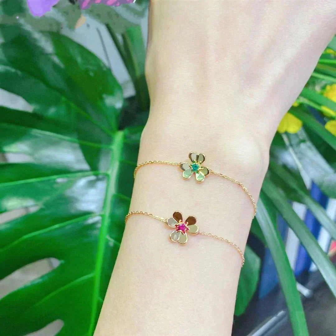 ¡®lume Jewelry¡¯FRIVOLE GOLD FLOWER PINK MALACHITE BRACELET