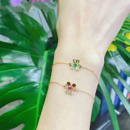 ¡®lume Jewelry¡¯FRIVOLE GOLD FLOWER PINK MALACHITE BRACELET