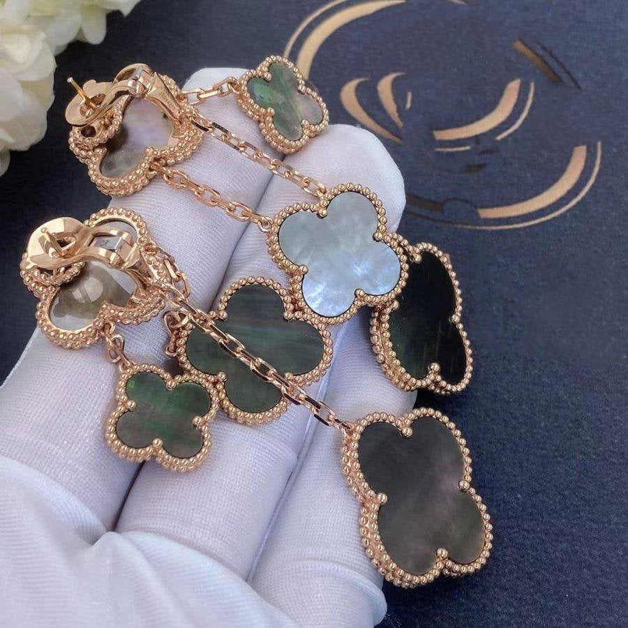 ¡®lume Jewelry¡¯CLOVER EARRINGS DARK MOP 4 MOTIFS ROSE GOLD