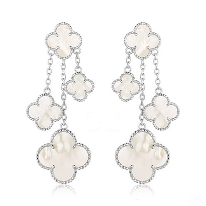 ¡®lume Jewelry¡¯CLOVER EARRINGS WHITE MOP 4 MOTIFS SILVER