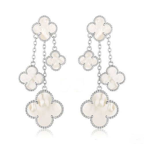 ¡®lume Jewelry¡¯CLOVER EARRINGS WHITE MOP 4 MOTIFS SILVER