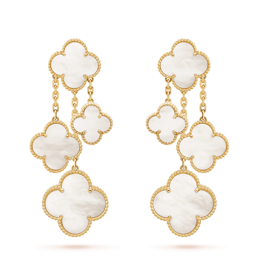 ¡®lume Jewelry¡¯CLOVER EARRINGS WHITE MOP 4 MOTIFS GOLD