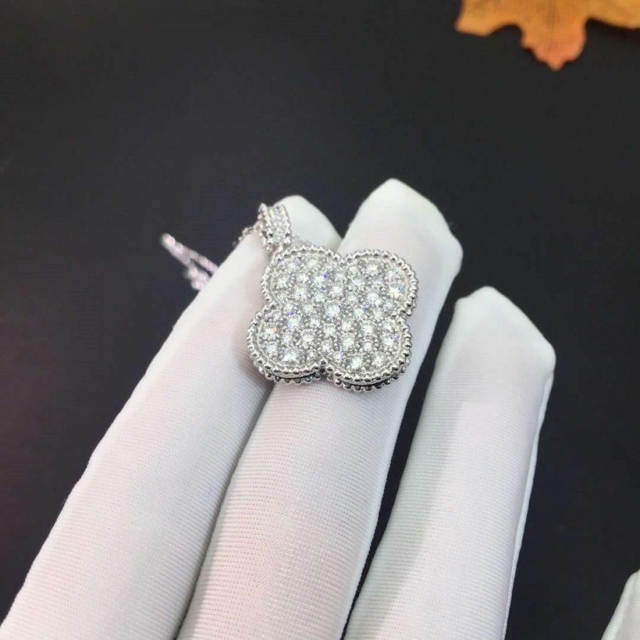 ¡®lume Jewelry¡¯CLOVER 25MM SILVER FULL DIAMOND BIG CLOVER NECKLACE