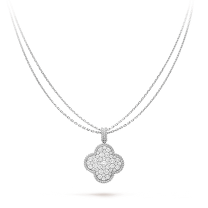 ¡®lume Jewelry¡¯CLOVER 25MM SILVER FULL DIAMOND BIG CLOVER NECKLACE