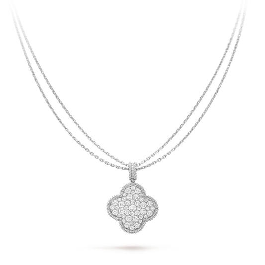 ¡®lume Jewelry¡¯CLOVER 25MM SILVER FULL DIAMOND BIG CLOVER NECKLACE