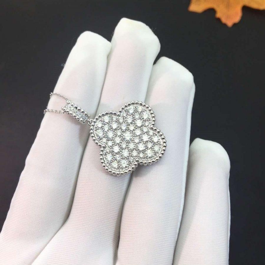 ¡®lume Jewelry¡¯CLOVER 25MM SILVER FULL DIAMOND BIG CLOVER NECKLACE