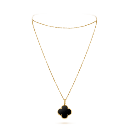 ¡®lume Jewelry¡¯CLOVER 25MM GOLD ONYX BIG CLOVER NECKLACE
