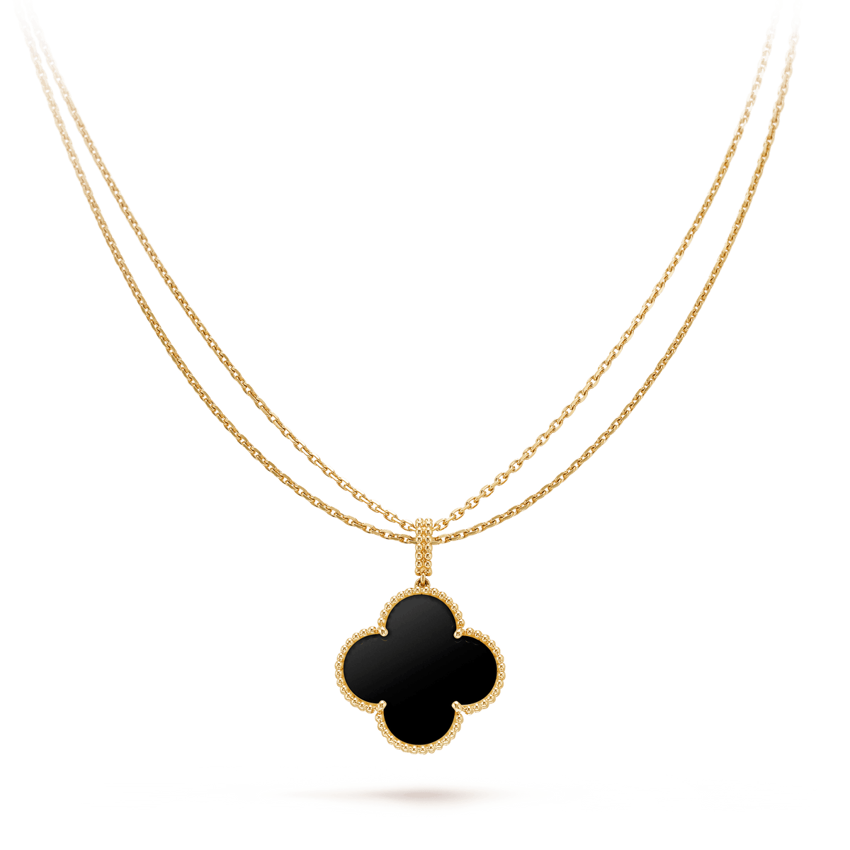 ¡®lume Jewelry¡¯CLOVER 25MM GOLD ONYX BIG CLOVER NECKLACE