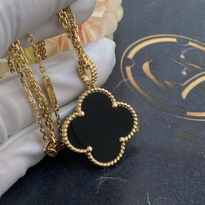 ¡®lume Jewelry¡¯CLOVER 25MM GOLD ONYX BIG CLOVER NECKLACE