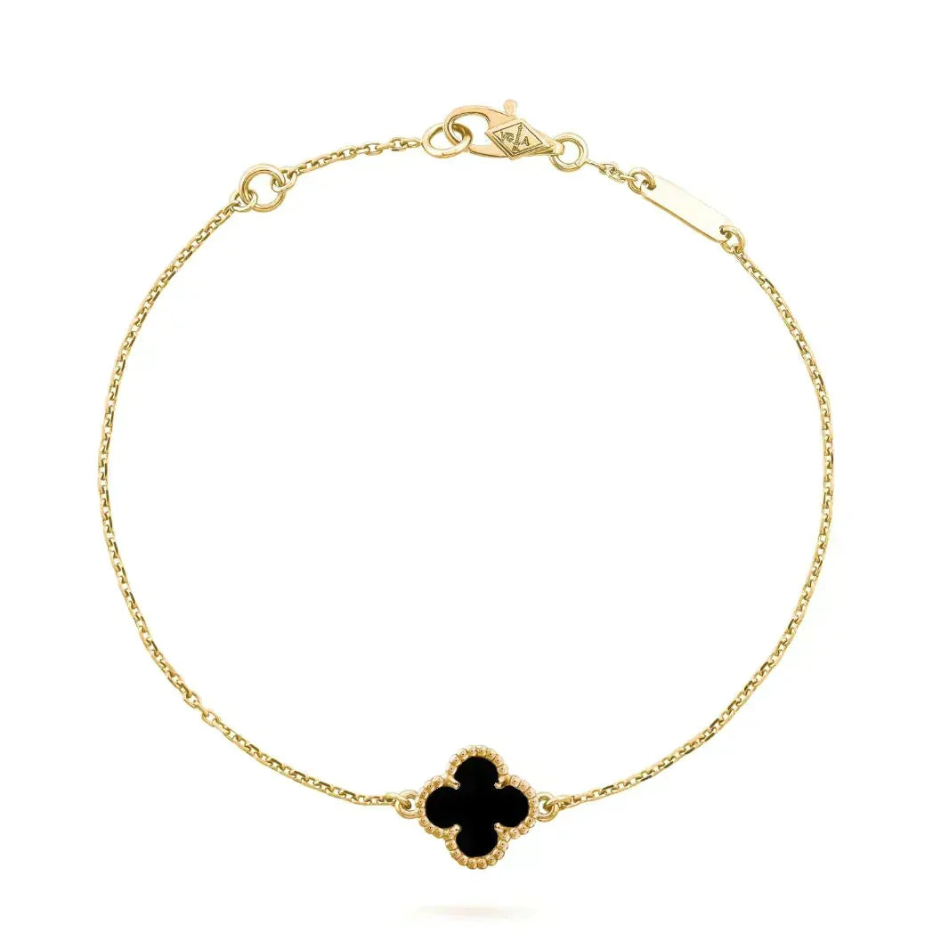 ¡®lume Jewelry¡¯CLOVER ONYX SINGLE FLOWER BRACELET