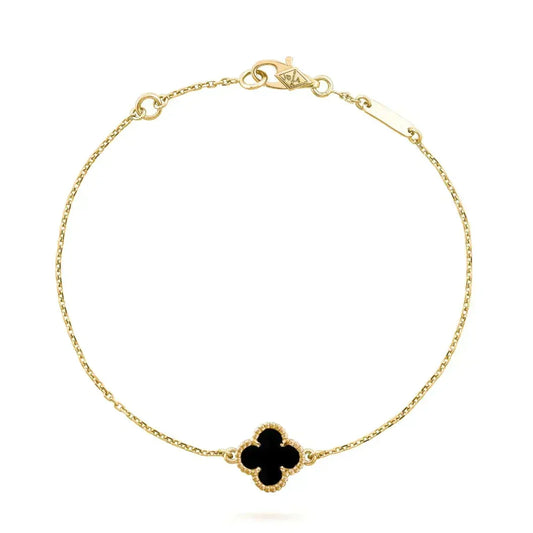 ¡®lume Jewelry¡¯CLOVER ONYX SINGLE FLOWER BRACELET