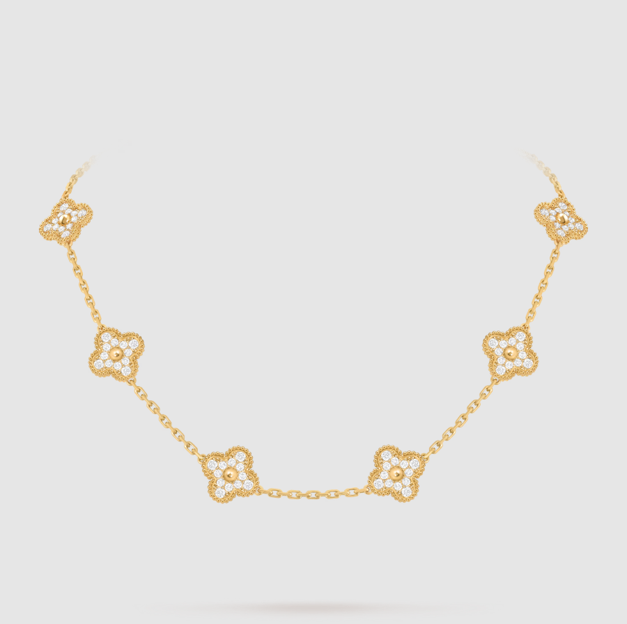 [¡®lume Jewelry¡¯]CLOVER 10 MOTIFS FULL DIAMOND NECKLACE