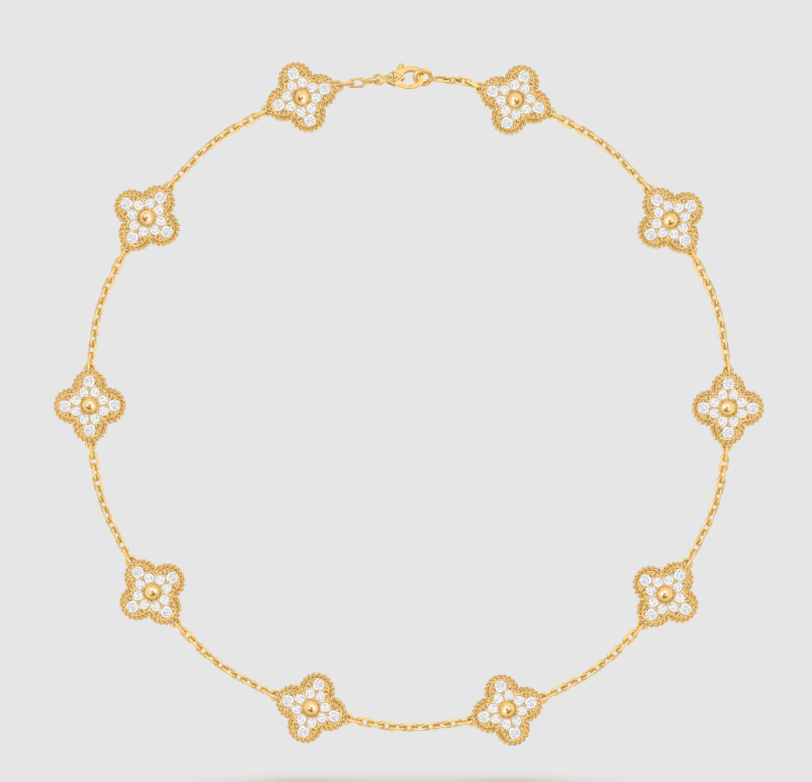 [¡®lume Jewelry¡¯]CLOVER 10 MOTIFS FULL DIAMOND NECKLACE
