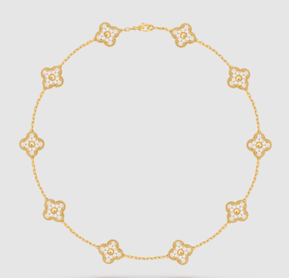 [¡®lume Jewelry¡¯]CLOVER 10 MOTIFS FULL DIAMOND NECKLACE