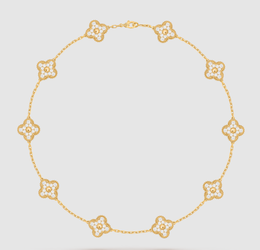 [¡®lume Jewelry¡¯]CLOVER 10 MOTIFS FULL DIAMOND NECKLACE