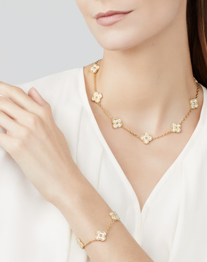 [¡®lume Jewelry¡¯]CLOVER 10 MOTIFS FULL DIAMOND NECKLACE