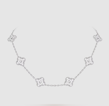 [¡®lume Jewelry¡¯]CLOVER 10 MOTIFS FULL DIAMOND NECKLACE