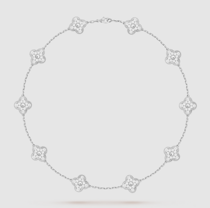[¡®lume Jewelry¡¯]CLOVER 10 MOTIFS FULL DIAMOND NECKLACE
