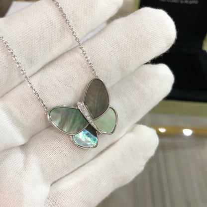 ¡®lume Jewelry¡¯LARGE BUTTERFLY SILVER PENDANT DIAMOND NECKLACE