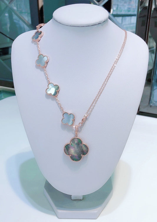 ¡®lume Jewelry¡¯COMBINED BRACELET 5 MOTIFS AND NECKLACE DARK MOP ROSE GOLD