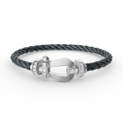 ¡®lume Jewelry¡¯FORCE LARGE HORSESHOE HALF DIAMOND BRACELET SILVER