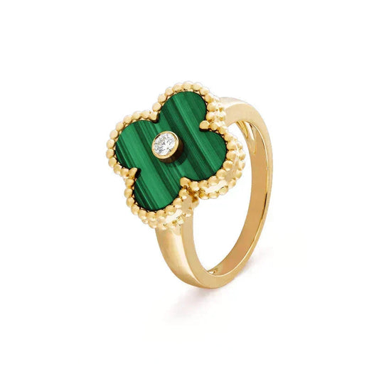 ¡®lume Jewelry¡¯CLOVER MALACHITE RING GOLD DIAMOND